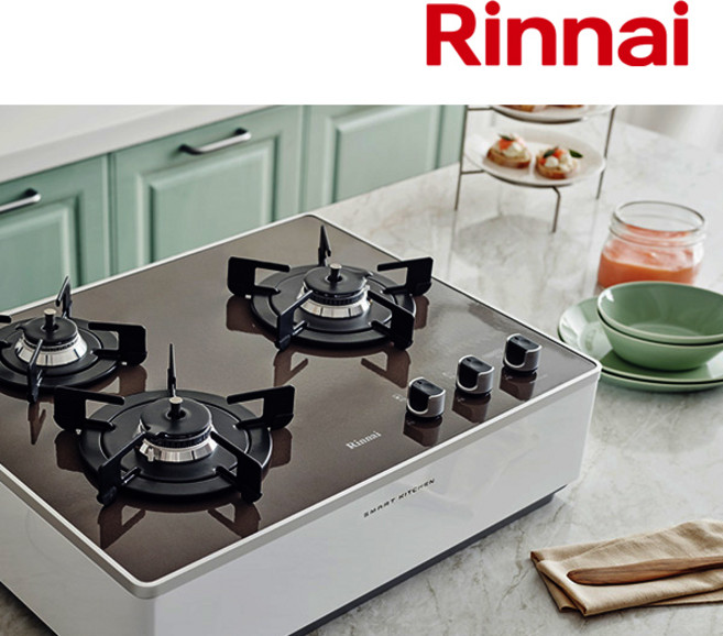 린나이 3구 컬러 펄크리스탈 코팅 가스쿡탑 가스레인지 RBR-P35 타공사이즈 560x430 브라운, LNG, 프리스탠딩_15cm(화이트)