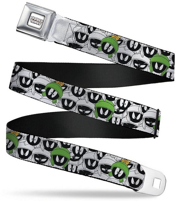 Looney Tunes 벨트 안전벨트 버클 Marvin the Martian Faces Stacked White Black 풀 컬러 76.2-111.8cm(30-44인치)