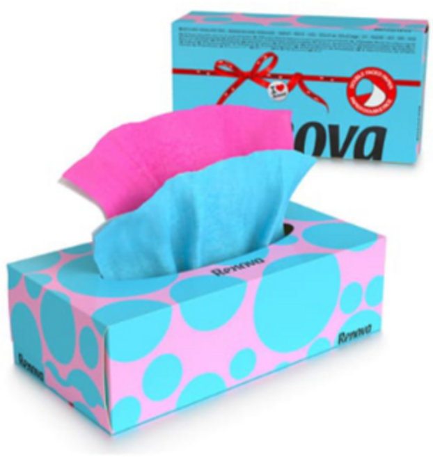 레노바 컬러 휴지 유럽 곽티슈 각티슈 집들이 선물 갑티슈 3세트, 핑크&블루 3세트, 1세트