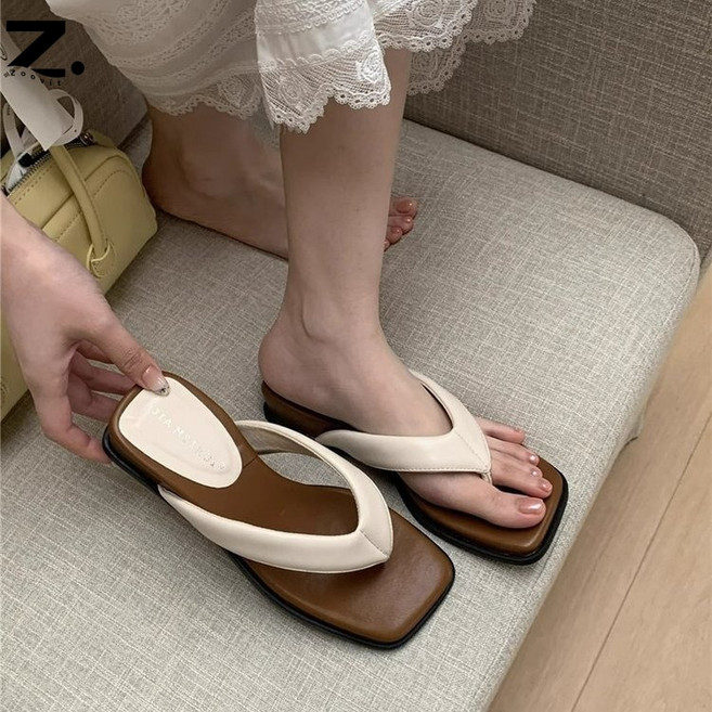 Zoovit 여성 고급스러운 쪼리 조리 슬리퍼 일상 통굽 캐주얼 여름 샌들