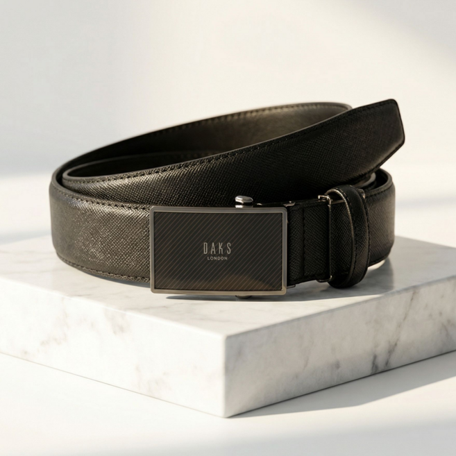 닥스 모던블랙 버클장식 소가죽 자동벨트