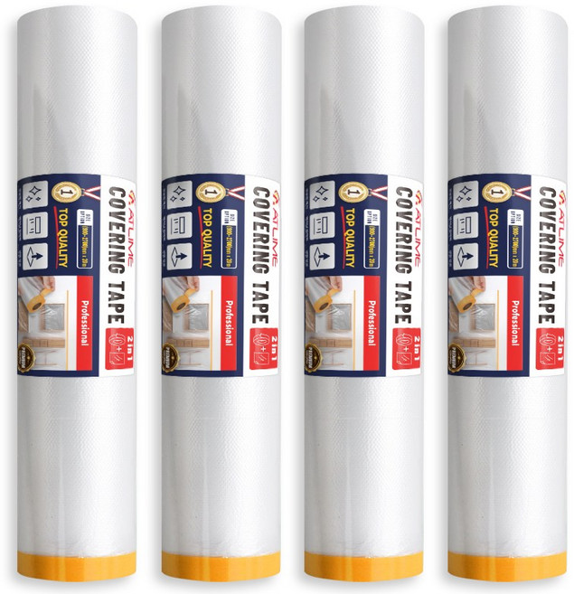 아뜰라임 프리미엄 보양 비닐 커버링 마스킹 테이프, 4개