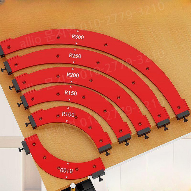 목공 트리머 라운드 R100-R300 곡선 코너 모서리 앵글 가장자리 트리밍 지그, B. 목공 트리머 라운드 지그 R100+트미머날, 1개