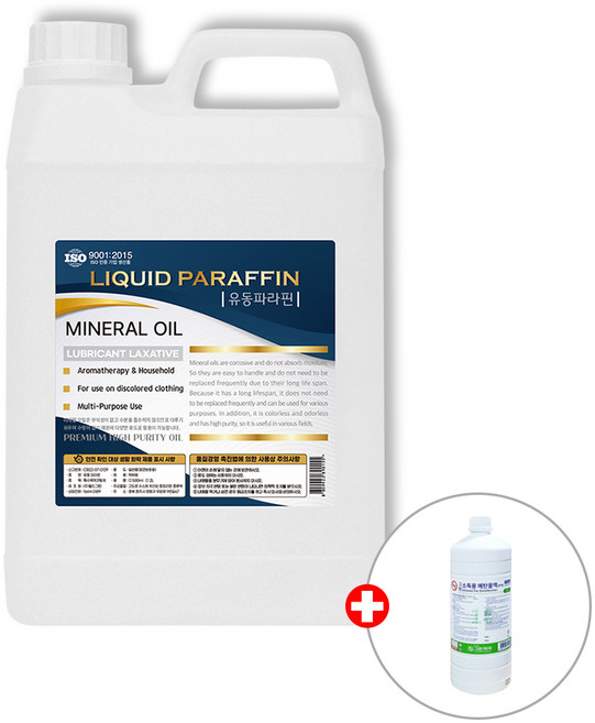 유동파라핀 2L + 에탄올 1L 세트 (미네랄오일 파라핀오일 변색의류복원 원목 알류미늄 관리), 무색, 1개