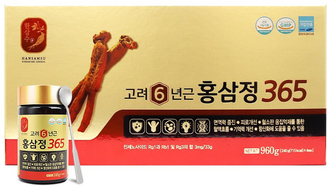 대한홍삼진흥공사 고려 6년근 홍삼정 365, 240g, 4개