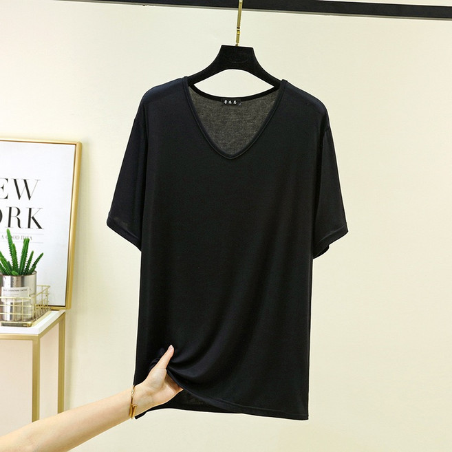 남여공용 빅사이즈 모달 브이넥 반팔 티셔츠 KX-2607