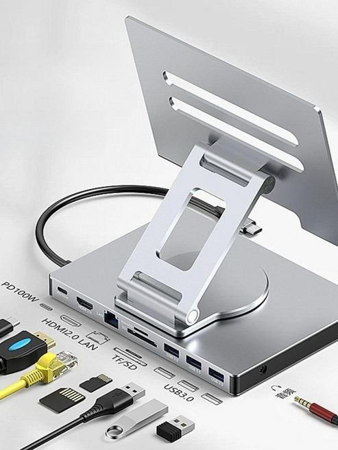 USB 허브 도킹스테이션 분배기 도킹 유그린 노트북, 1개, ST803 모바일확장스탠드8-in-1