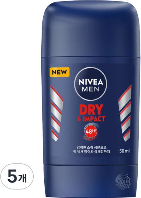 니베아 맨 데오드란트 스틱 드라이 앤 임팩트, 50ml, 5개 - 쿠팡