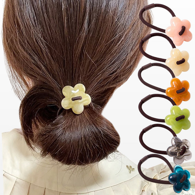 (6개SET)마블 플라워 포인트헤어밴드 6종세트 데일리 고무줄머리끈