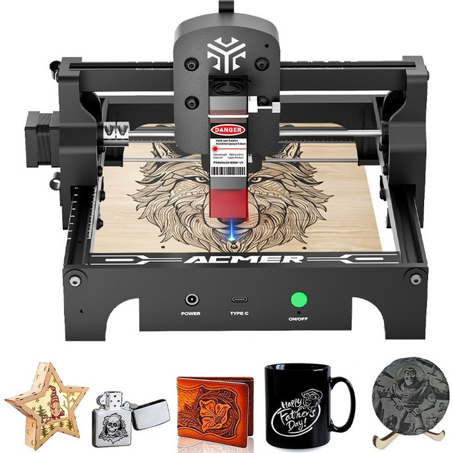 Acmer 소형 휴대용 금속 레이저 각인기 마킹기 커팅기 나무 아크릴 가죽 S1, 1개