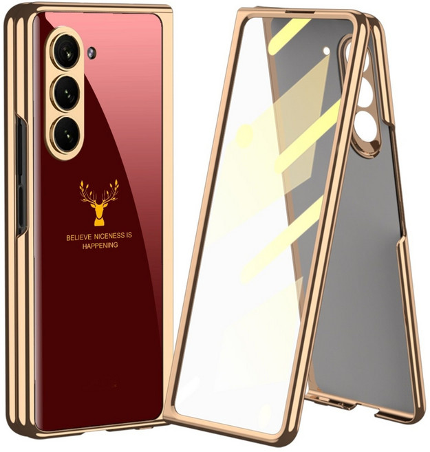 갤럭시 z폴드 5/4/3/2 케이스 액정커버형 대리석 강화유리 케이스