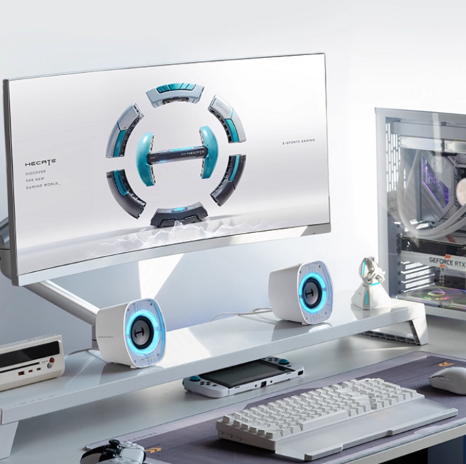 에디파이어 Edifier G1200 PC 블루투스 스피커 데스크톱 스피커 게임 음악 전용스피커 3모드연동Ok 트루펙트신상, 핑크, G1200버전