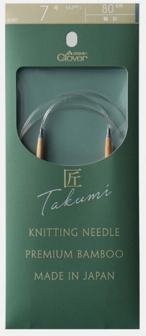 크로바 45-800~45-830 타쿠미 80cm 줄바늘(0호~10호 점보7mm~10mm) Clover Takumi Bamboo Circular Knitting Needles, 1개