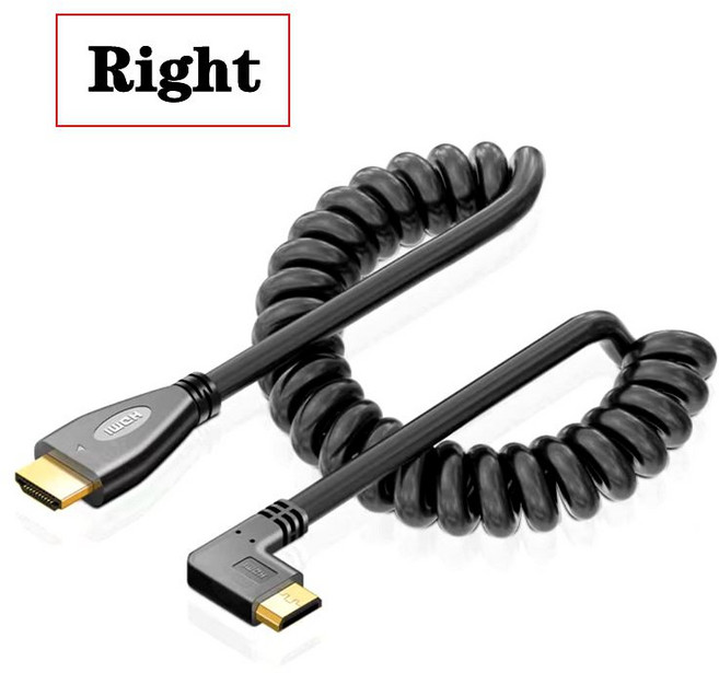 HDMI 호환 익스텐션 케이블 미니 및 마이크로 HDMI 호환 어댑터 케이블 HDMI 호환 엘보 용수철 케이블 4K H, 01 2m, 12 A-A Right, 1개