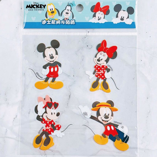 디즈니 캐릭터 포인트 방수 스티커 1팩 4ea 다용도 셀프 DIY, A.미키미니