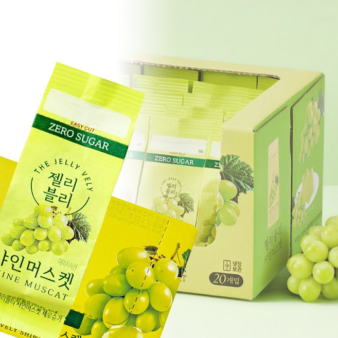 젤리블리 샤인머스켓 젤리 (20개입) 1.2kg 까먹는 포도맛 과일젤리 낱개포장 편의점 간식 디저트, 1개