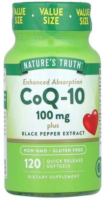 Nature's Truth CoQ-10 플러스 흑후추 추출물 흡수력 강화 100mg 속방형 소프트젤 120정 Truth (네이처스 트루스), 100 mg, 1개 - 쿠팡
