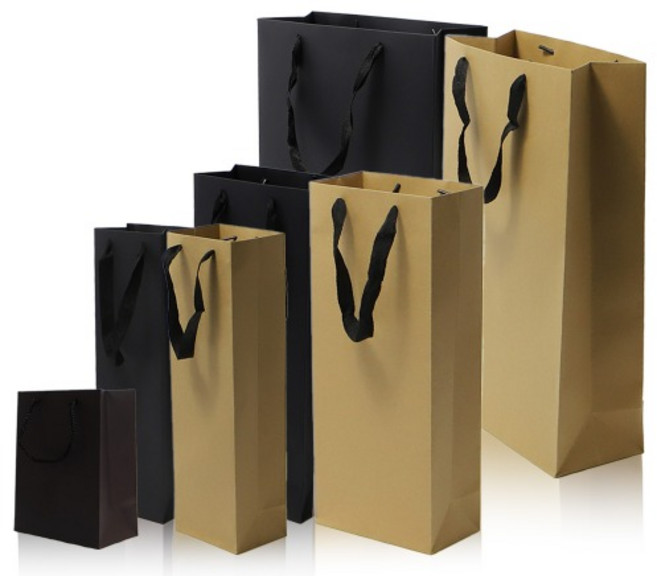 무지 크라프트/블랙 와인 쇼핑백 종이가방 선물포장 20EA, 대, 블랙, 1개