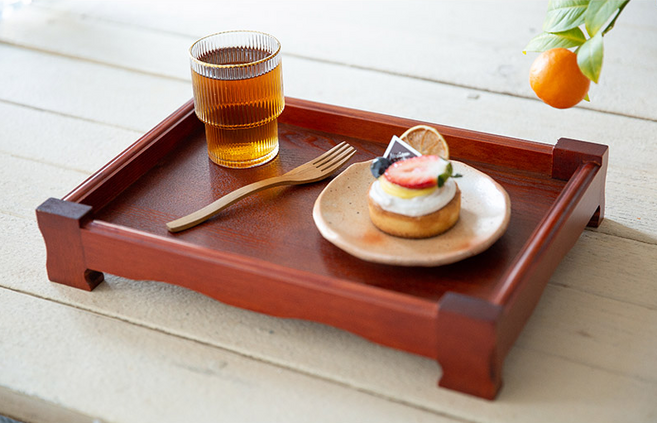 2가지 과일나무 직사각 다리 찻상 간식트레이 우드쟁반, 대, 1개