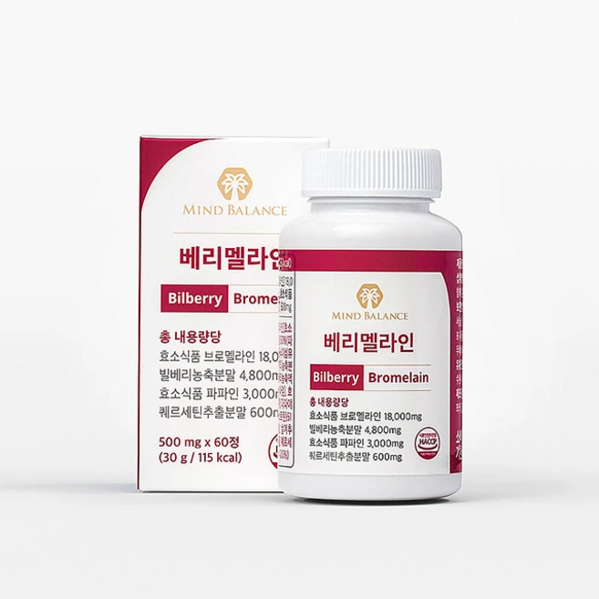 마인드밸런스 베리멜라인 브로멜라인 파인애플 효소 아이 빌베리, 1개, 60정 - 쿠팡