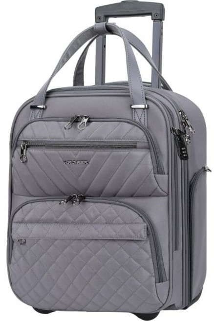 KROSER 휴대용 언더시트 다기능 16인치 경량 오버나이트 여행가방 그레이