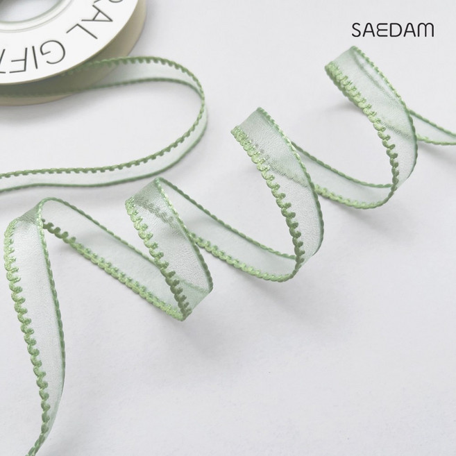새담 러블리 오간디리본10mm 6색상 1롤 10yd / 꽃집 과일바구니 용돈박스 선물끈, 04_그린