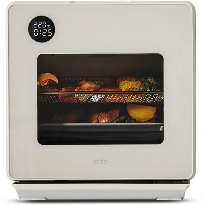 오르테 스팀 에어프라이어 올 스텐 15L 대용량 오븐 프라이기 후라이, 1. 크림화이트, [+로티세리, +스틸바스켓]