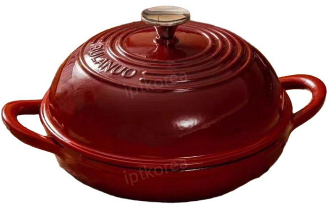 빵굽는 주물냄비 무쇠냄비 더치 오븐 베이킹 직화, 레드26CM, 1개