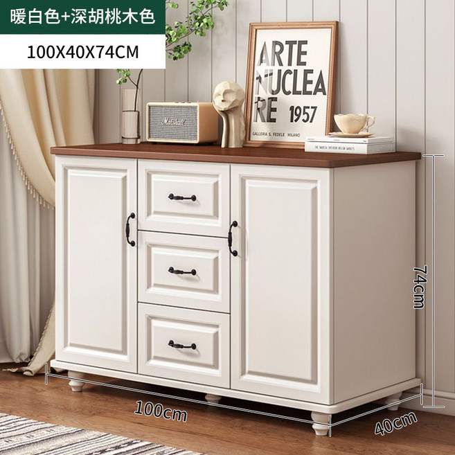 미국식 엔틱 서랍장 3단 4단 원목 수납장 1000 틈새 옷 정리함 침실 대용량 캐비닛, I. 100CM 화이트 + 딥 월넛 2도어 3개서랍장