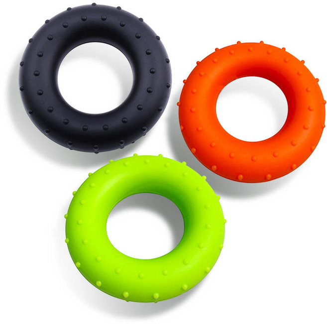 모모이츠 실리콘 미니 고무 손목운동 악력기 3종세트, 형광,주황,검정, 1세트