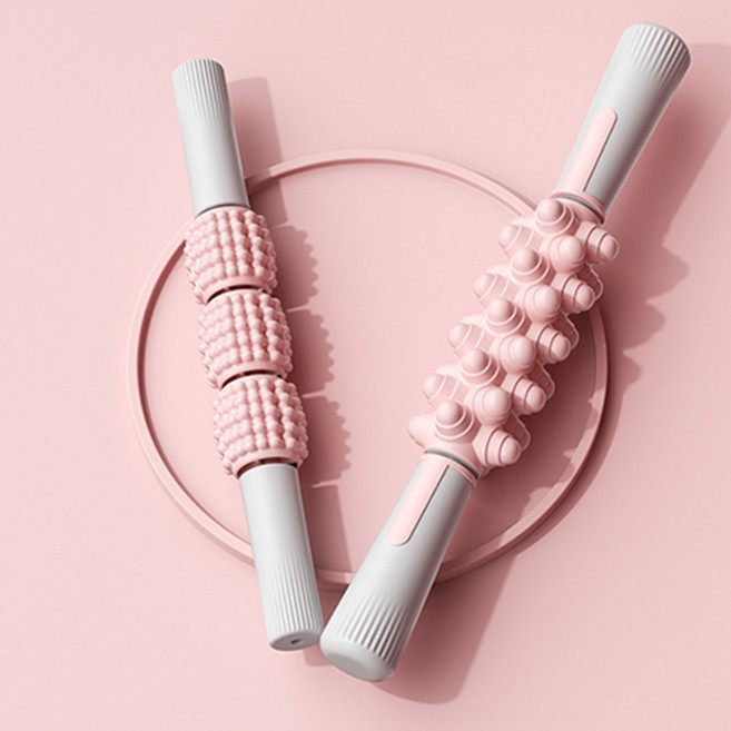 근막이완 만능 머슬 마사지스틱 세트 롤러 마사지기 종아리 전신, 핑크(M11+M12), 1세트