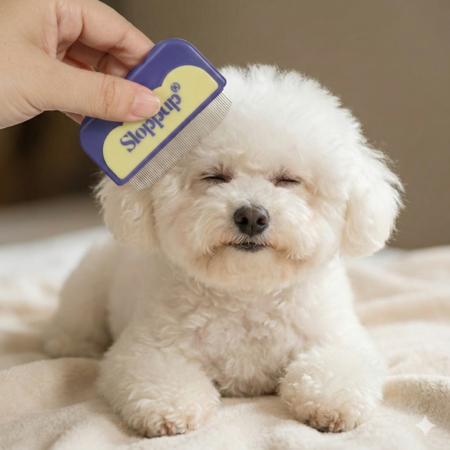 땡스스토리 반려동물 라운드 눈꼽빗, 1개, 퍼플