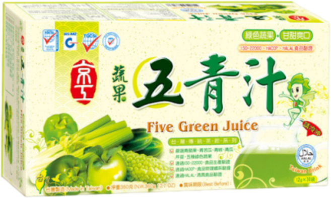 京工 蔬果五青汁, 12g, 2個, 30個裝