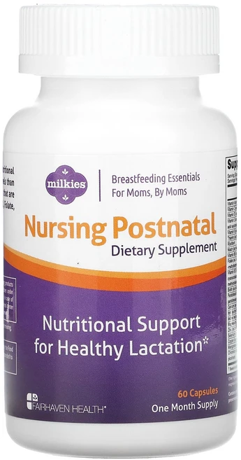 Fairhaven Health Milkies Nursing Postnatal 모유 수유 종합비타민 캡슐 60정, Fairhaven Health Milkies Nu..., 1개 - 쿠팡