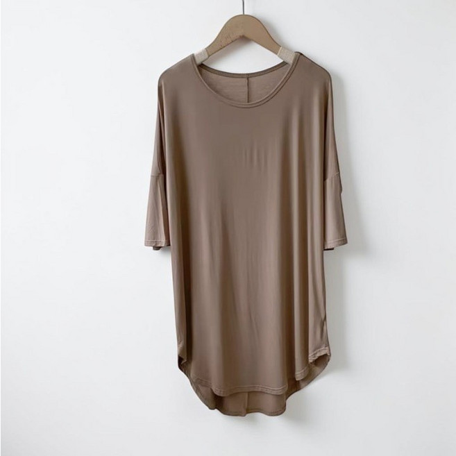 PLYU 힙커버 찰랑 모달 반팔 롱티셔츠