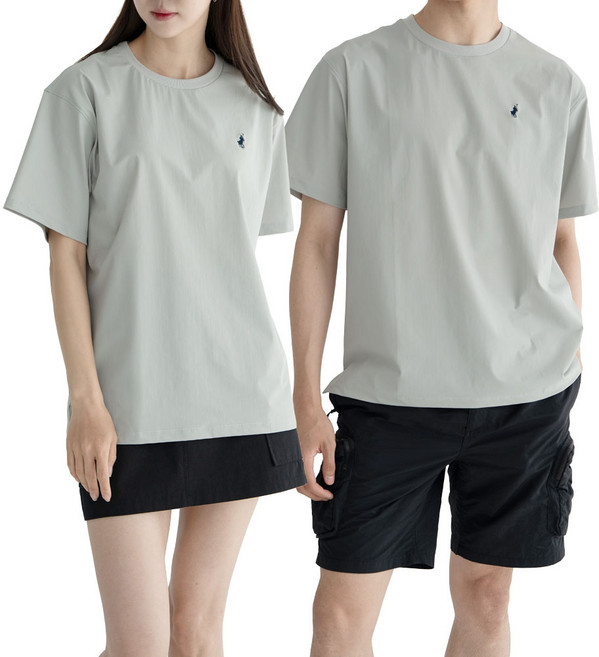 [1+1] [빅히트 패션] 남여공용 냉감 아이스 오버핏 얼음 반팔 라운드 티셔츠