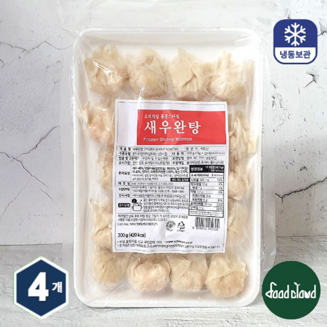 세미원푸드 냉동 새우완탕 새우만두 딤섬 (15g ), 300g, 4개