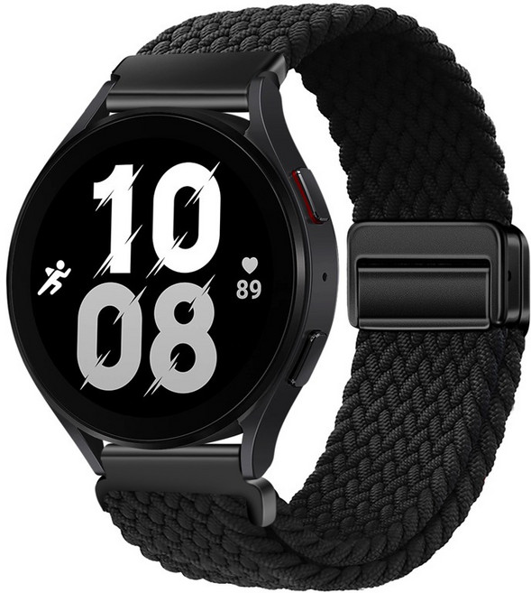 Rabbit Technology 尼龍編織 磁吸蝴蝶扣 適用三星Galaxy Watch錶帶, 黑色,20mm, 1個
