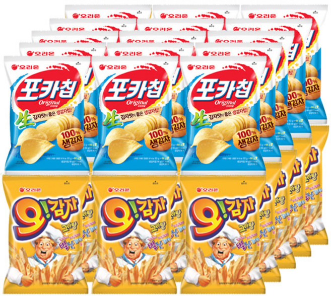 오리온 MINI 포카칩 오리지널 30g+오감자 그라탕 30gx각15개(총30개)