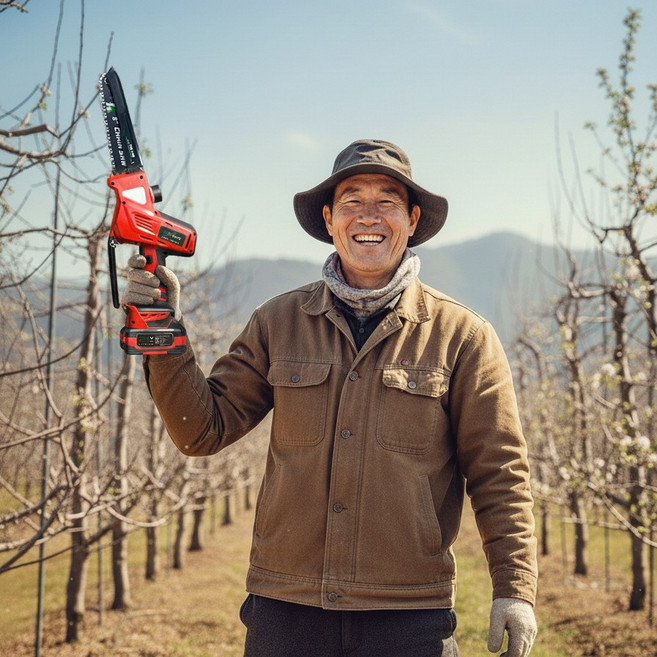 [경농산업]충전식 전동톱 KN-HS8 8인치 13m/s 고속 절단 무선 전기톱 배터리1+1