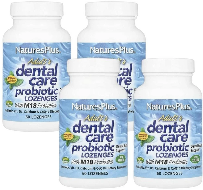 NaturesPlus 성인용 치아 케어 프로바이오틱 사탕 정제 페퍼민트 60정 4개 - 쿠팡
