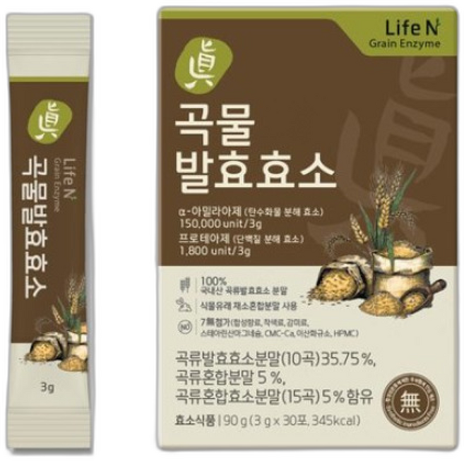 초록마을 입점라이프엔 7무첨가 진곡물발효효소, 3g, 1박스