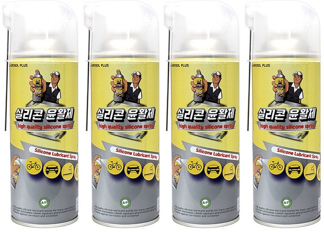 탁월한선택 실리콘스프레이 자동차 실리콘오일 고무윤활제 실리콘윤활제, 4개, 420ml