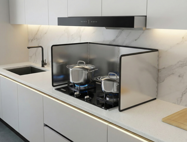 하우스팡 스텐 304 인덕션 가스레인지 기름튐 방지 가림막, 1개