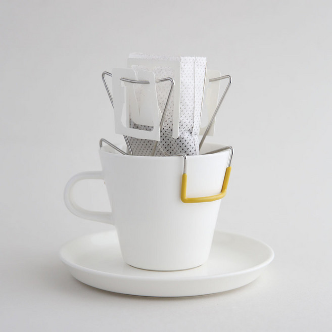 비에메종 뉴디자인 드립체어(린넨 파우치 포함) 드립백거치대 드립백커피 홀더, M 옐로우, 1개