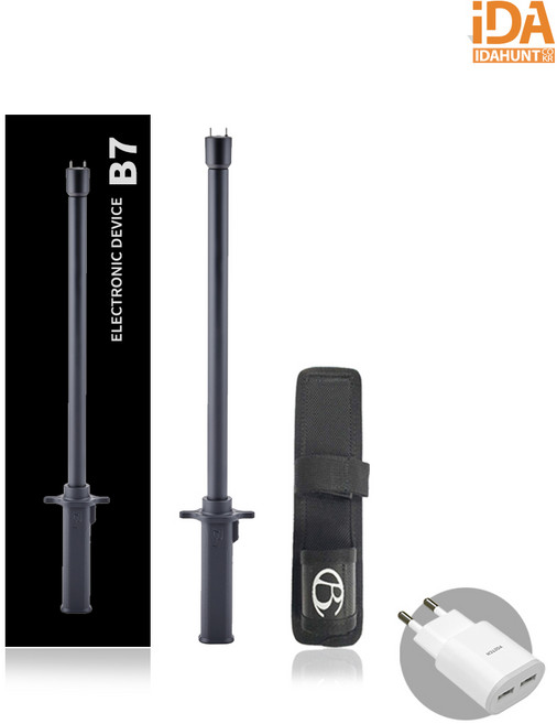 호신용 삼단봉타입 전기충격기 B7 편의점 병원 1인사업장 매장비치용 +충전패키지포함, 숏타입 진회색