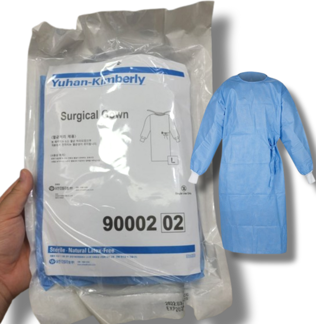 일회용 수술복 멸균 의료용 격리용 수술 써지컬 가운 L사이즈, 1세트