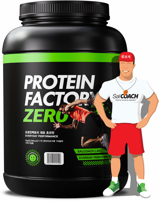 살코치 프로틴팩토리 ZERO 1kg 초코맛 당제로 락토프리 단백질보충제, 1개