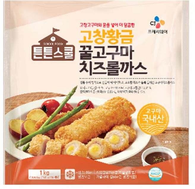 CJ 튼튼스쿨 고창황금 꿀고구마치즈롤까스, 1개, 1kg