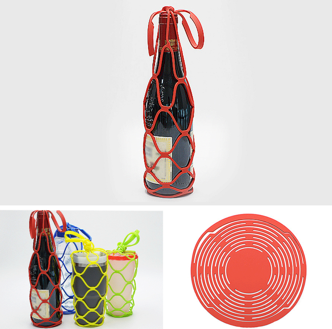 실리콘 와인 백 캐리어 가방 케이스 파우치 휴대용 물통 텀블러 냄비받침, 그린